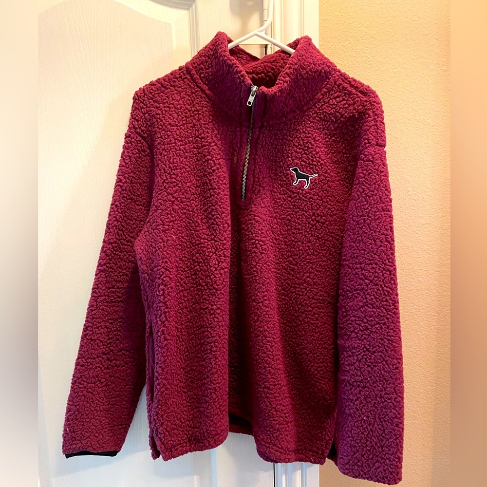 Brand PINK- Maroon Sherpa Quarter Zip!